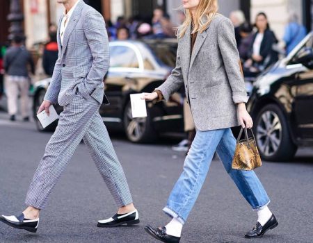 Slim loafers and fluffy coats for a cozy winter