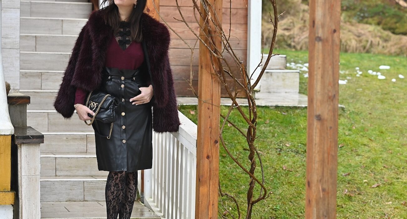 Style of the day: burgundy and black